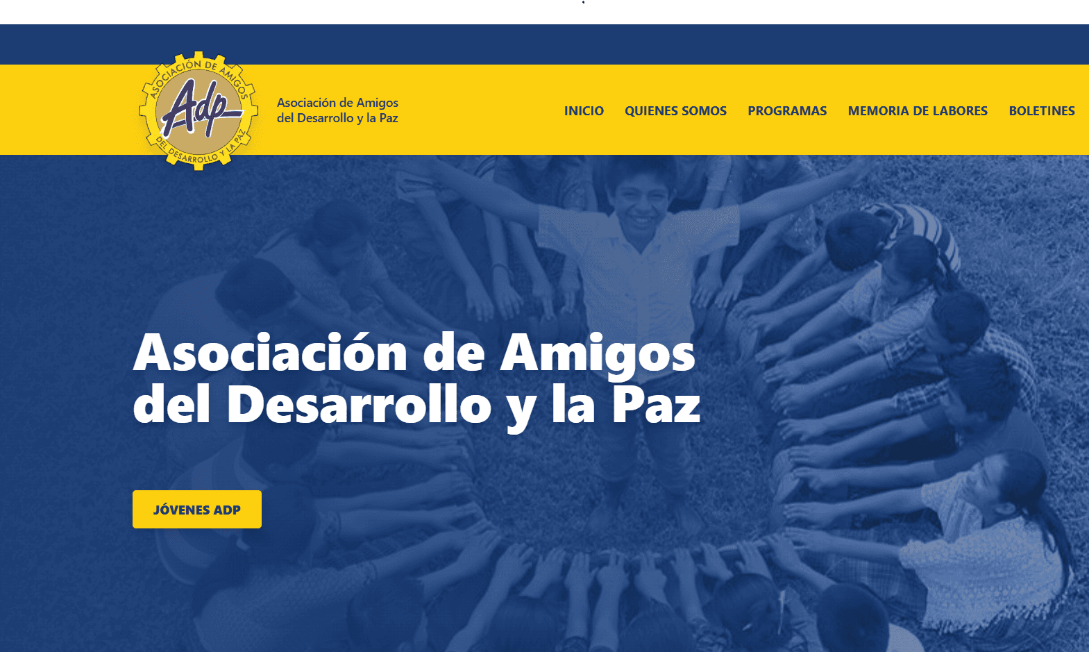 Captura de pantalla del proyecto desarrollado para la Asociación de Amigos del Desarrollo y la Paz
